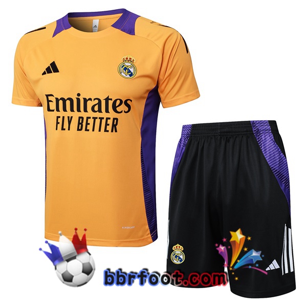 Ensemble Training T-Shirts Real Madrid + Shorts Jaune 2025/2026 Ensemble Training T-Shirts Real Madrid + Shorts Jaune 2025/2026