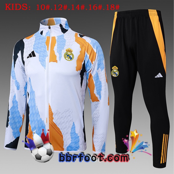 Survetement Foot - Veste Real Madrid Enfant Blanc Jaune 2025/2026