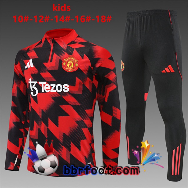 Survetement Foot Manchester United Enfant Noir Rouge 2025/2026
