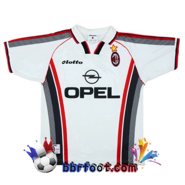 Maillot Foot AC Milan Retro Exterieur Blanc 1997-1998