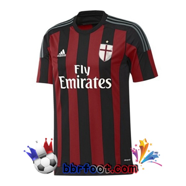 Maillot Foot AC Milan Retro Domicile Rouge Noir 2015-2016