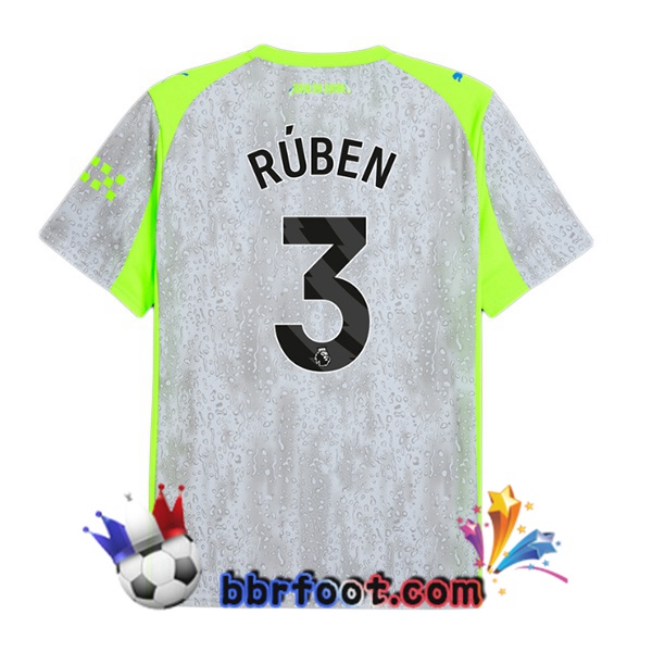 Maillot Foot Manchester City (Ruben Dias 3) Third Gris Vert 2025/2026