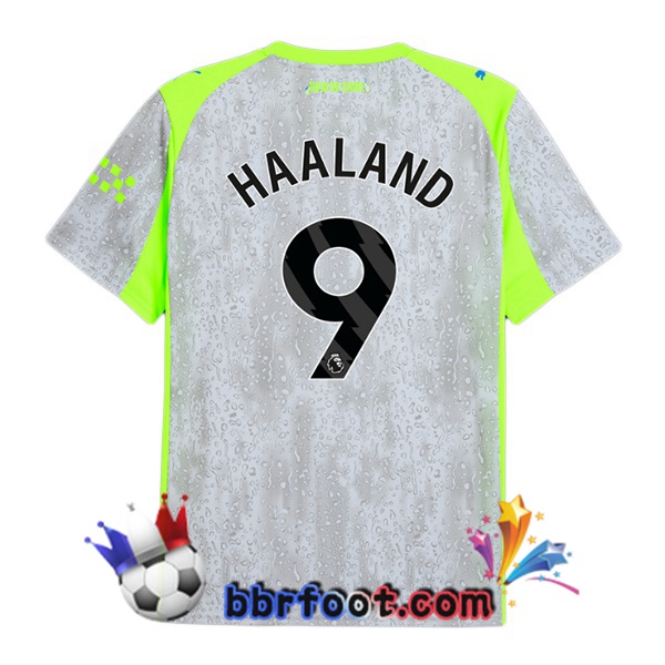 Maillot Foot Manchester City (Erling Haaland 9) Third Gris Vert 2025/2026