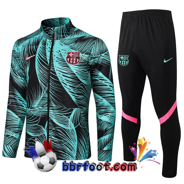 Veste Survetement Foot FC Barcelone Vert Noir 21/22