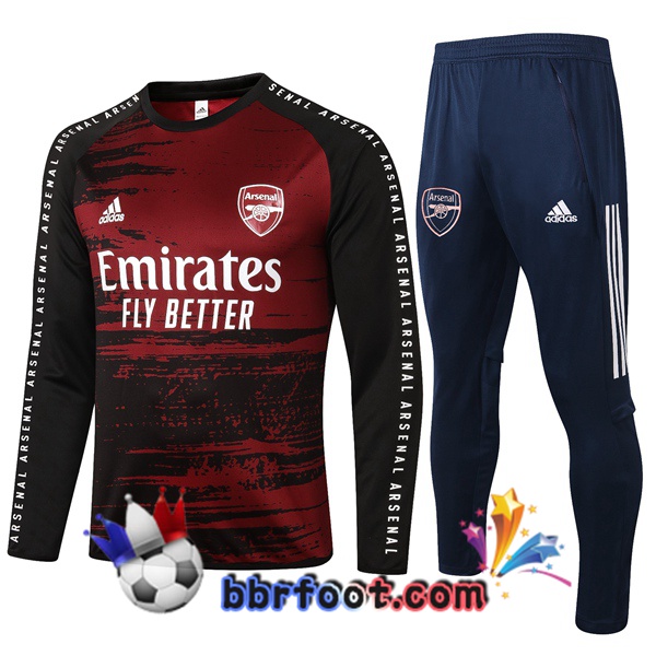 Survetement Foot Arsenal Noir Rouge 20/21