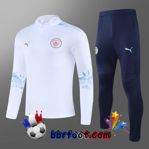 Survetement Foot Manchester City Enfant Blanc 20/21