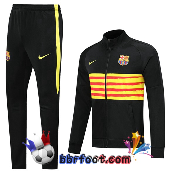 Veste Survetement Foot FC Barcelone Noir Jaune 19/20