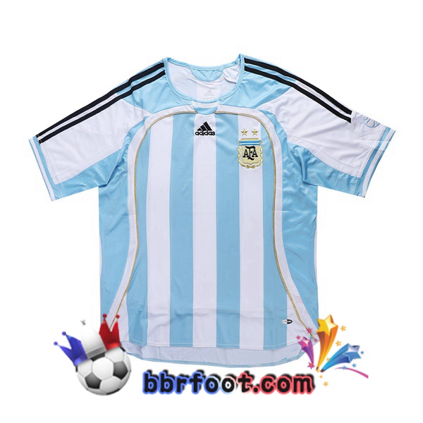 2006 Coupe du monde Argentine Domicile Retro Maillot de Foot Bleu Blanc