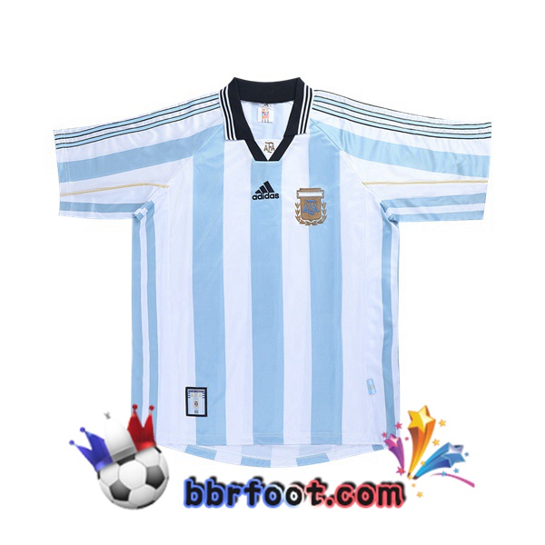 1998 Coupe du monde Argentine Domicile Retro Maillot de Foot Bleu Blanc