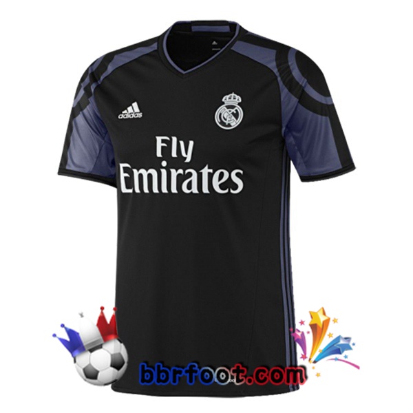 2016-2017 Real Madrid Third Exterieur Retro Maillot de Foot Noir Pourpre
