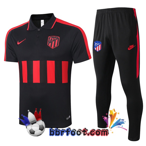 Polo Foot Atletico Madrid + Pantalon Noir Rouge 20/21