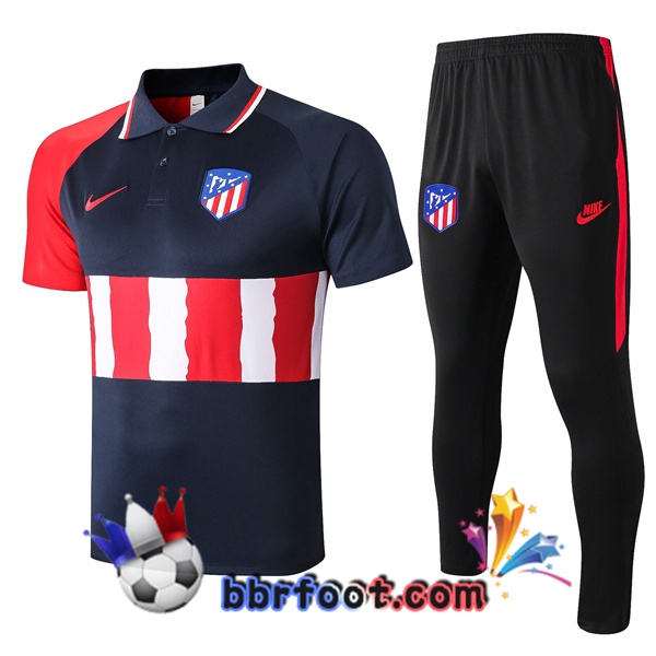 Polo Foot Atletico Madrid + Pantalon Bleu Royal Rose 20/21