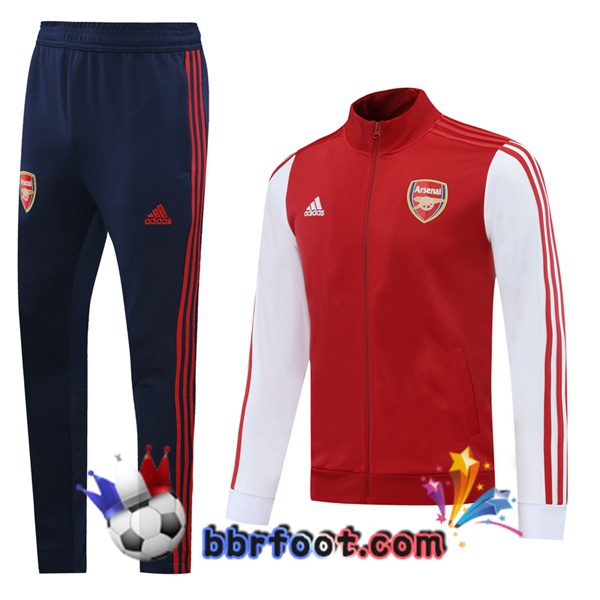 Veste Survetement Foot Arsenal Rouge Blanc 20/21