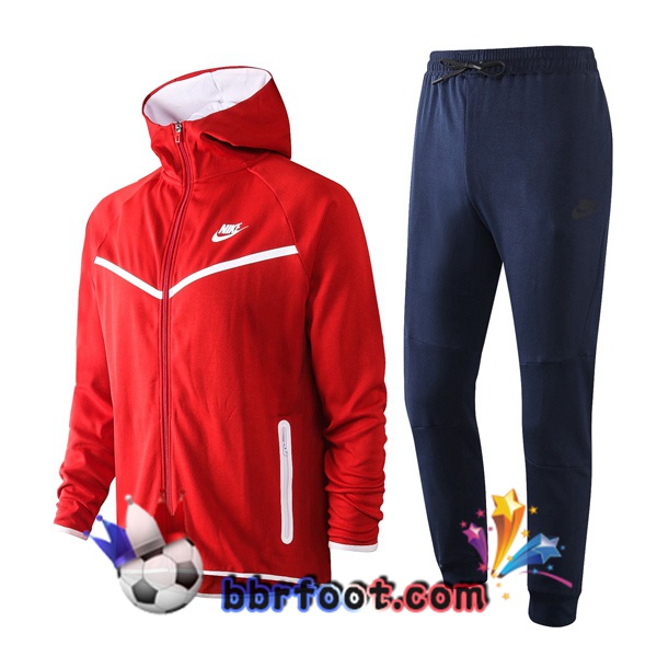 Veste A Capuche Survetement Foot NIKE Rouge 20/21