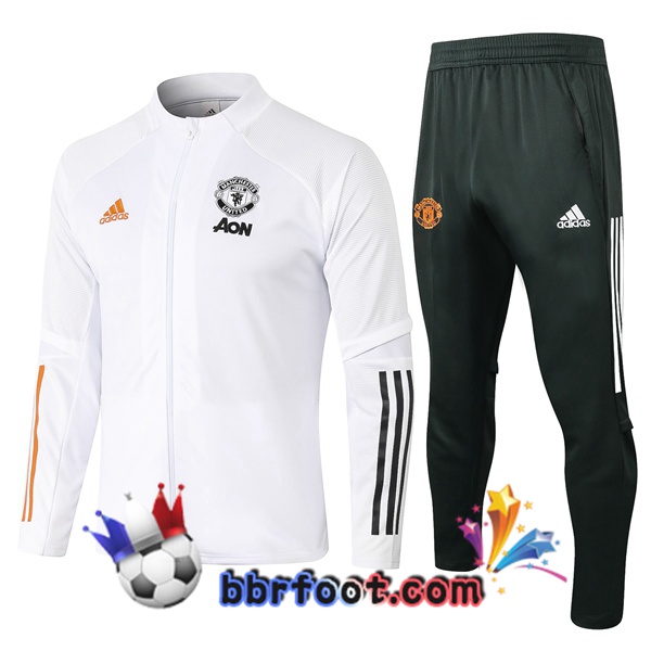 Veste Survetement Foot Manchester United Blanc 20/21