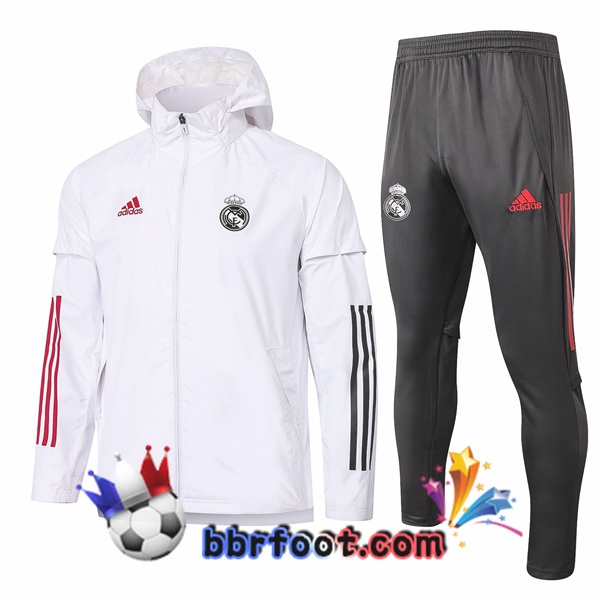Coupe Vent Survetement Foot Real Madrid Blanc 20/21