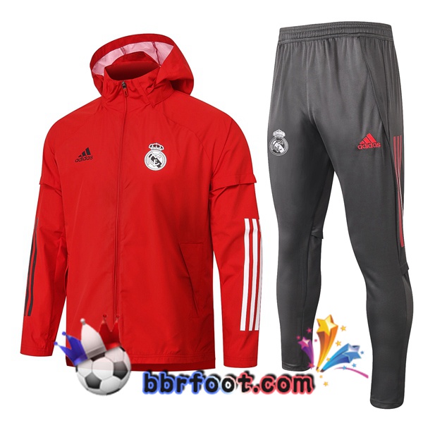 Coupe Vent Survetement Foot Real Madrid Rouge 20/21