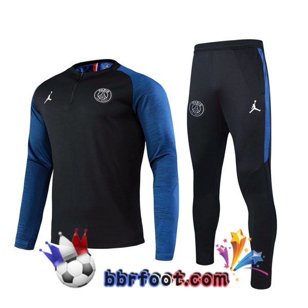 Survetement Foot Pairis PSG Jordan Noir Bleu 20/21