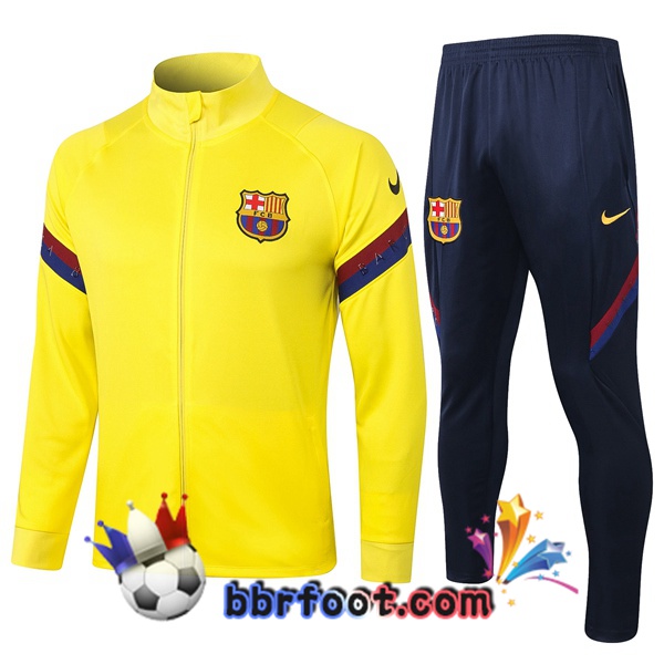 Veste Survetement Foot FC Barcelone Jaune 20/21